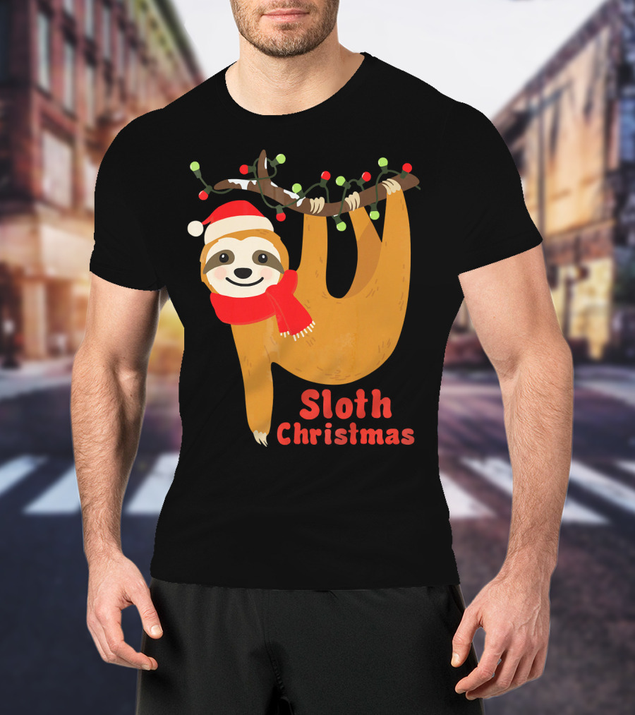 Sloth Christmas Funny Hanging Holiday Sloth T-Shirt