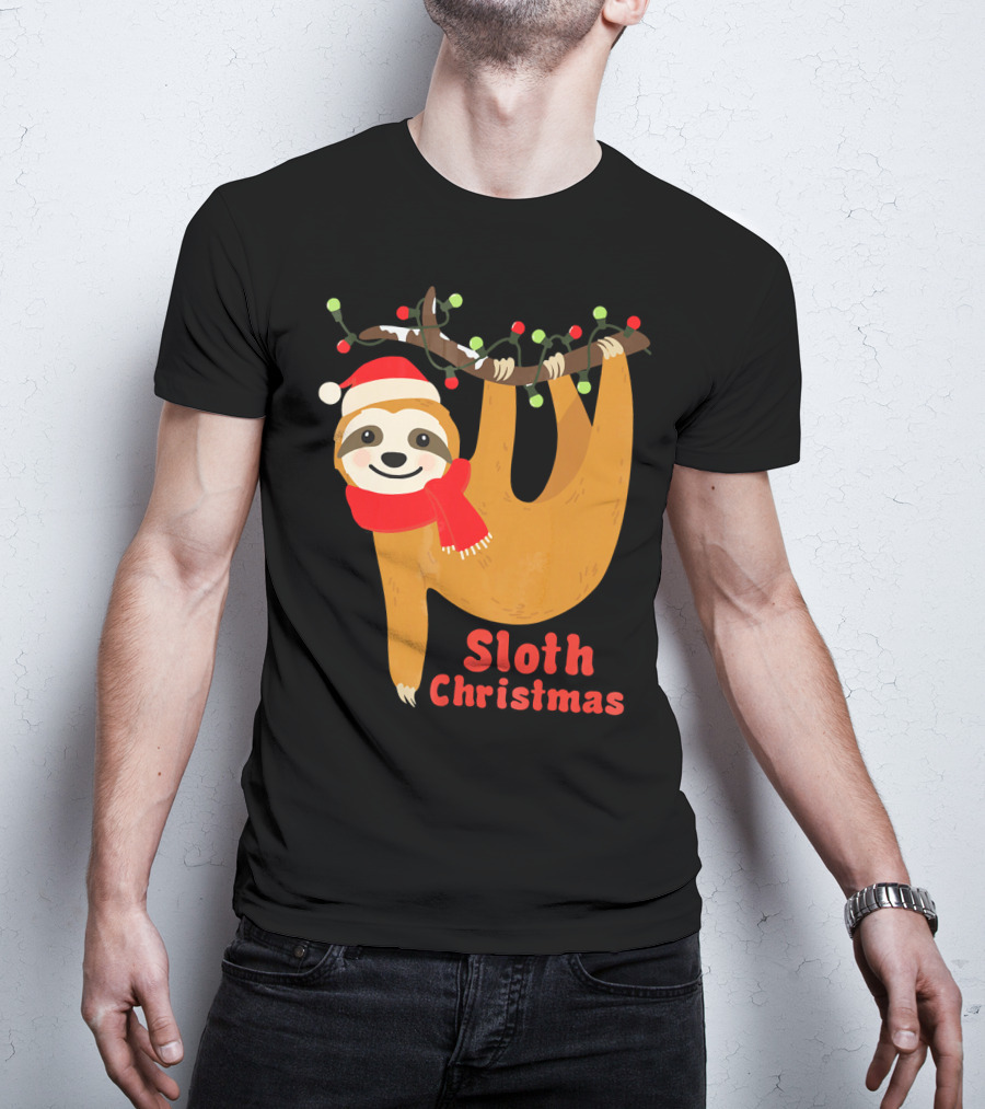 Sloth Christmas Funny Hanging Holiday Sloth T-Shirt