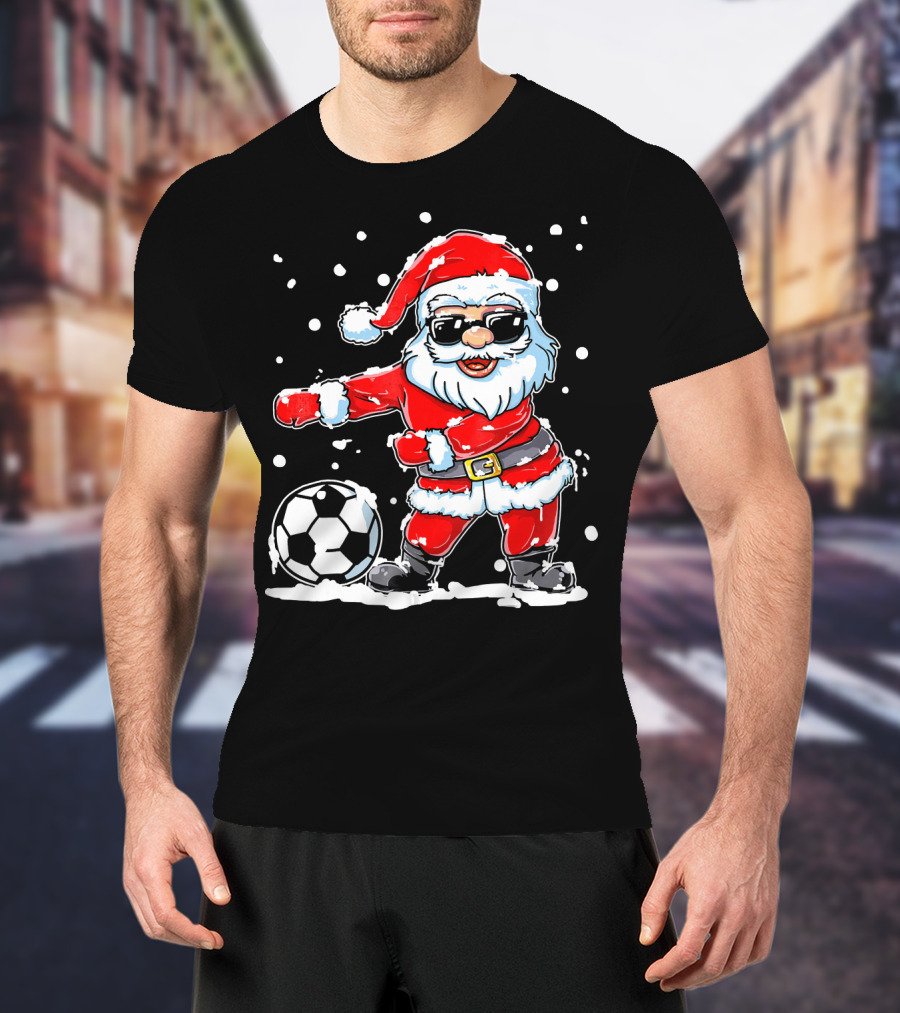 Christmas Flossing Santa Soccer T-Shirt