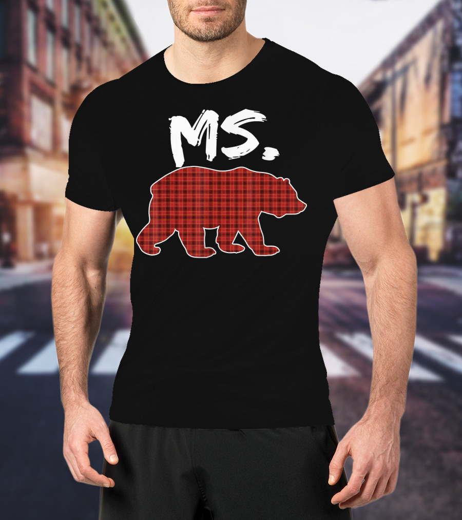 MS Red Plaid Bear Christmas T-Shirt