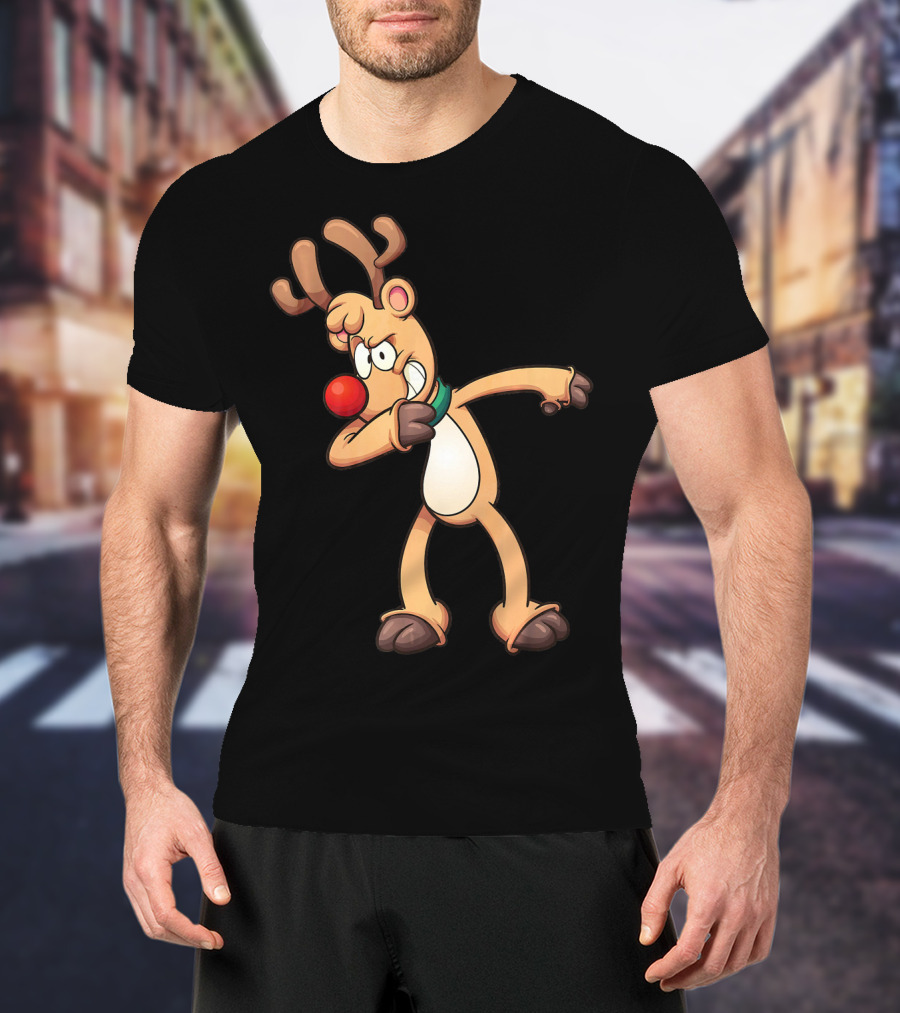 Rudolph Dabbing Reindeer Christmas Dance Antlers T-Shirt
