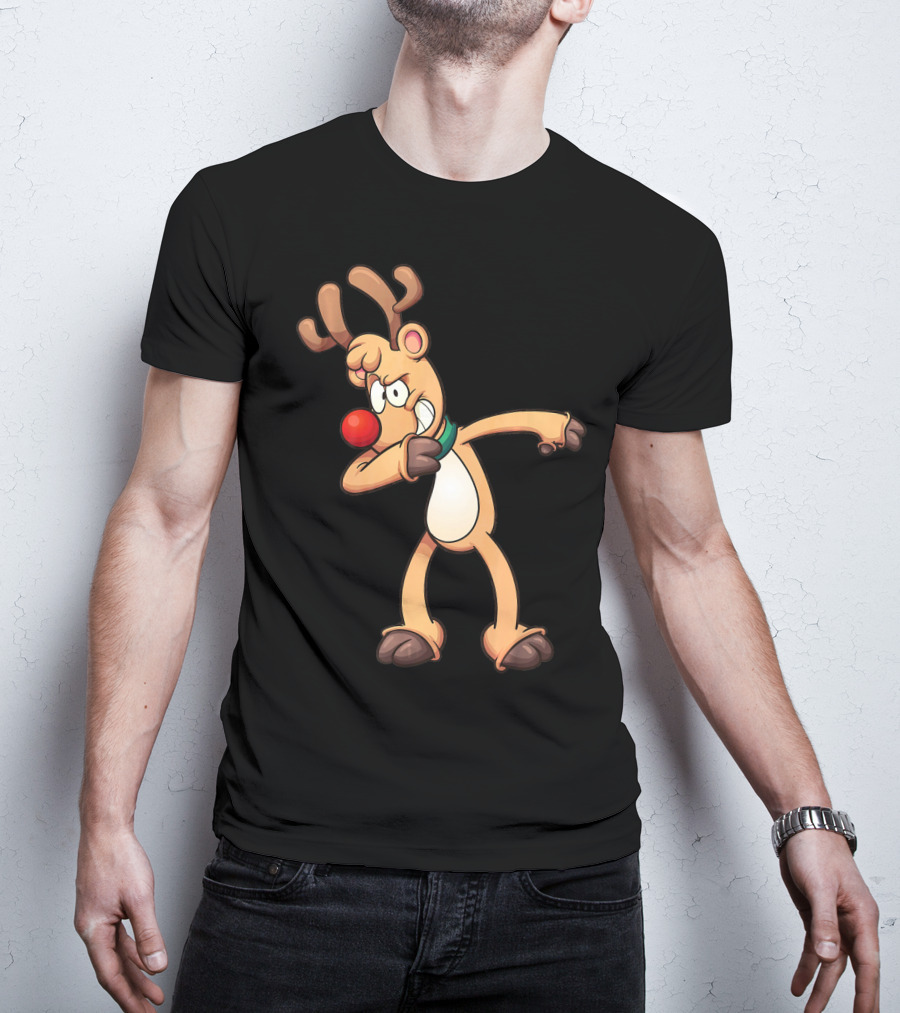 Rudolph Dabbing Reindeer Christmas Dance Antlers T-Shirt