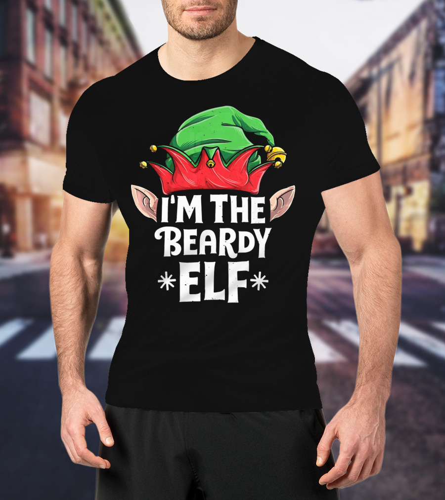I'm The Beardy Elf Holiday Humor With Santa's Little Helper Hat T-Shirt
