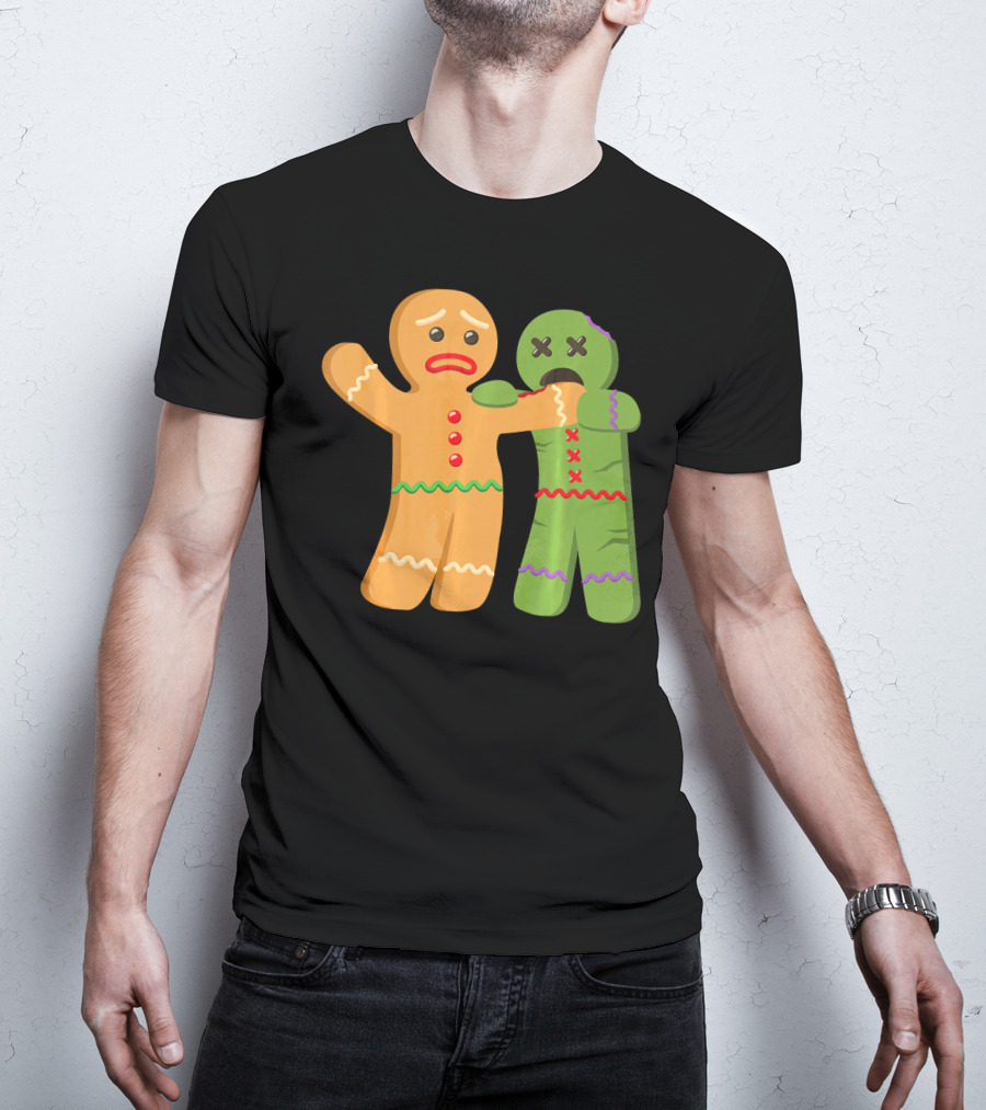 Gingerbread Zombie Funny Biting Cookie Humor Halloween T-Shirt