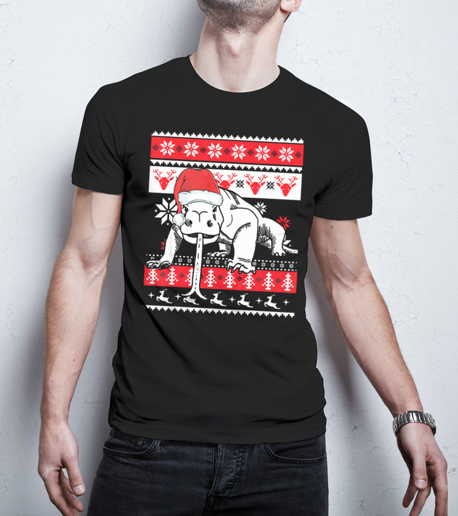 Ugly Christmas Komodo Dragon Reptile Santa Holiday T-Shirt
