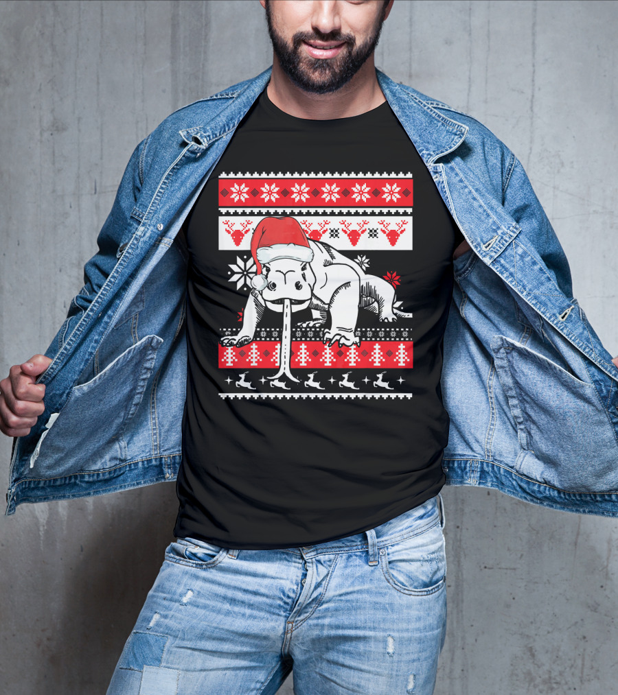 Ugly Christmas Komodo Dragon Reptile Santa Holiday T-Shirt