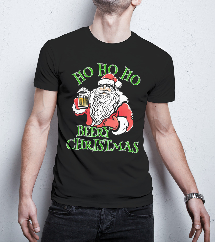 Ho Ho Ho Beery Christmas Santa With Beer T-Shirt