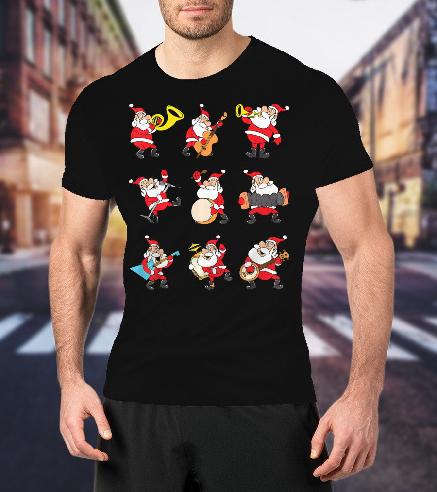 Santa Claus Playing Musical Instruments Ensemble T-Shirt