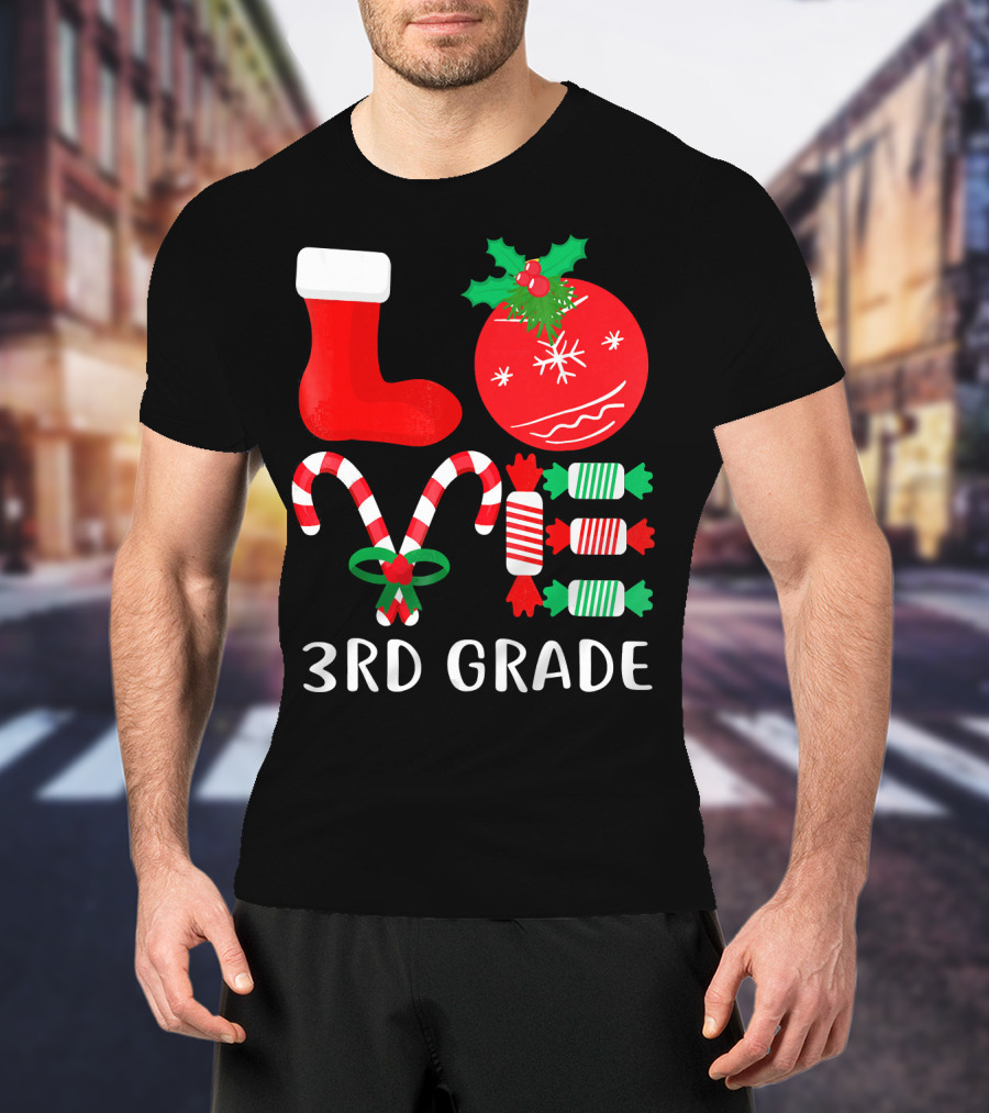 Candy Cane Christmas 3rd Grade Holiday T-Shirt
