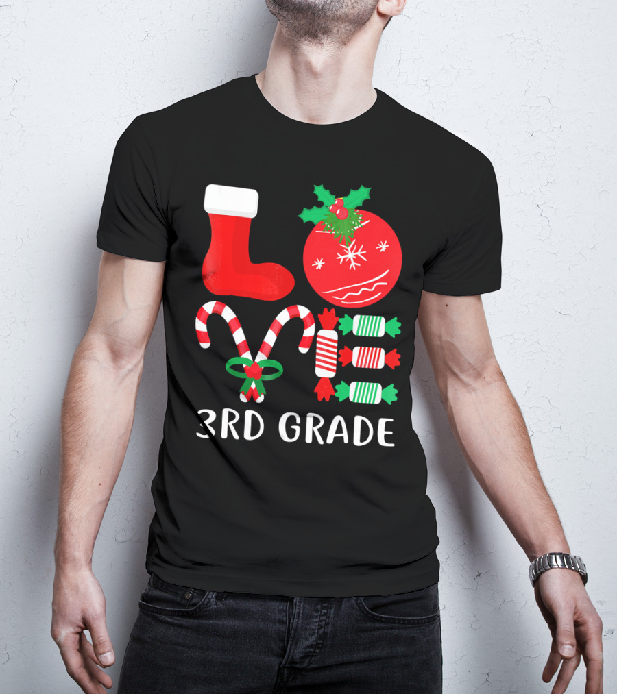 Candy Cane Christmas 3rd Grade Holiday T-Shirt