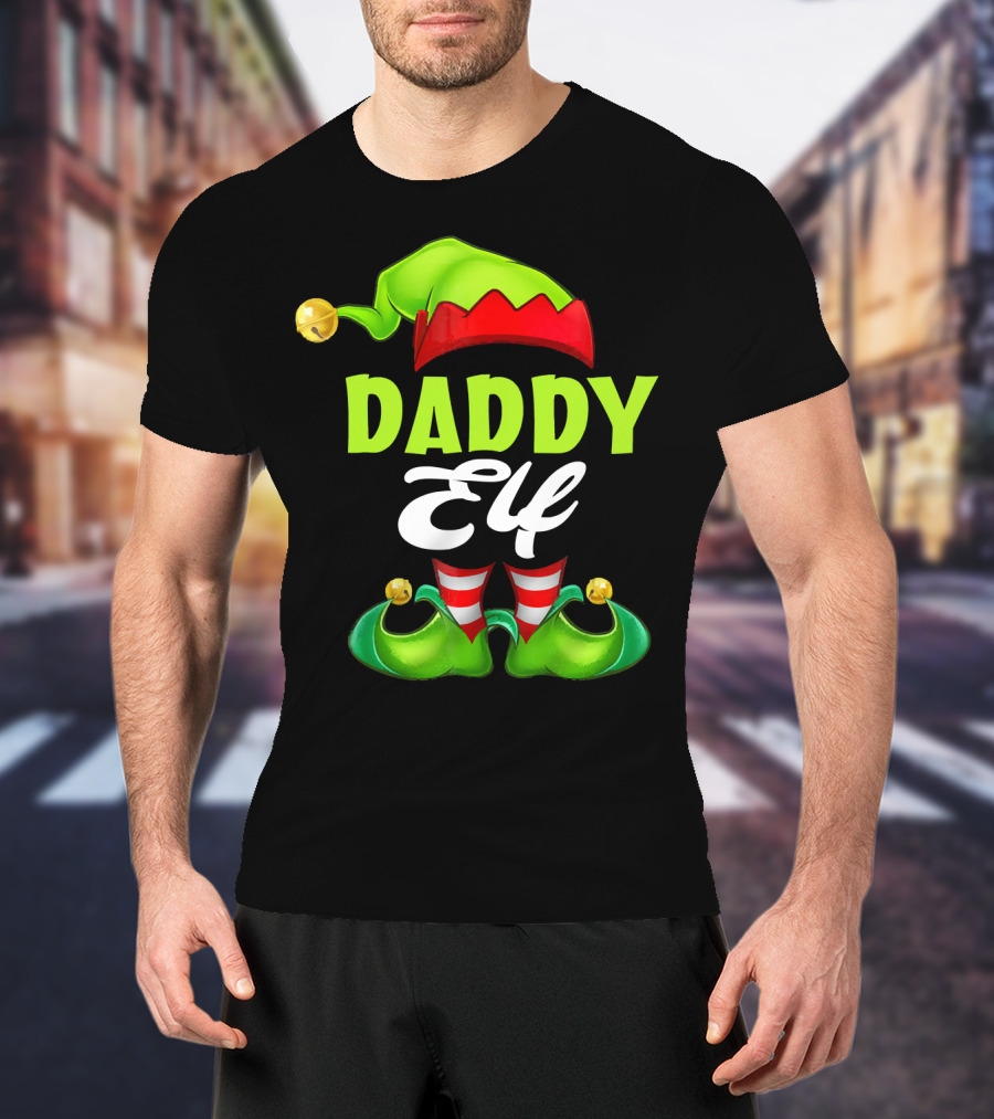 Daddy Elf Christmas Hat And Shoes T-Shirt