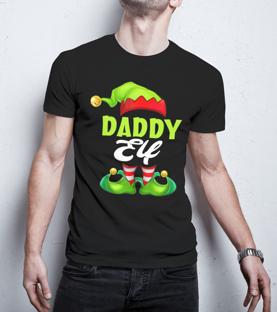 Daddy Elf Christmas Hat And Shoes T-Shirt