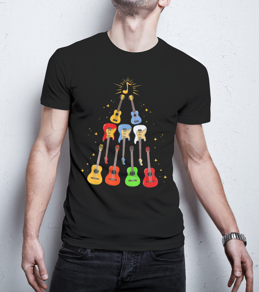 Guitar Christmas Tree Musical Funny Singer Instrument Holiday Display T-Shirt