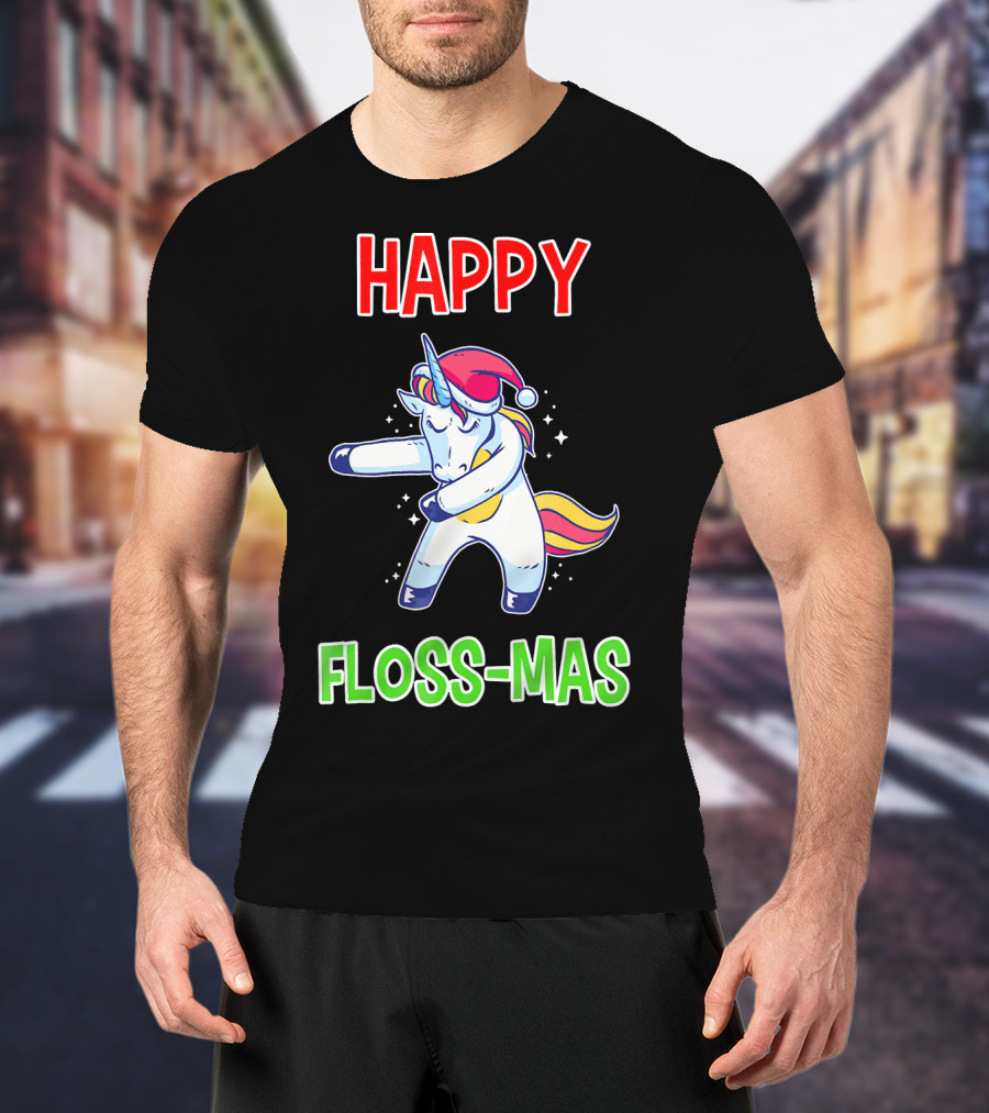 HAPPY FLOSS-MAS Unicorn Christmas Floss T-Shirt