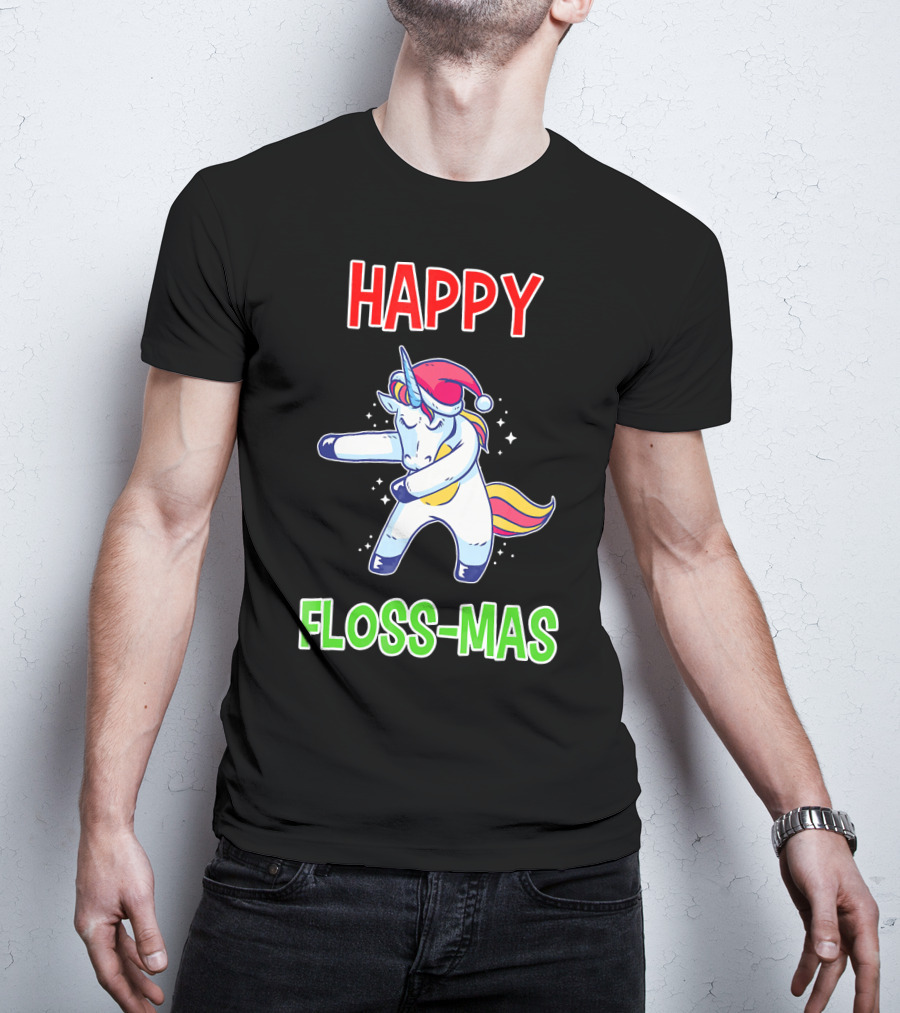 HAPPY FLOSS-MAS Unicorn Christmas Floss T-Shirt
