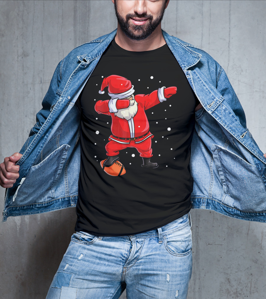 Santa Dabbing With Football Snowflakes T-Shirt