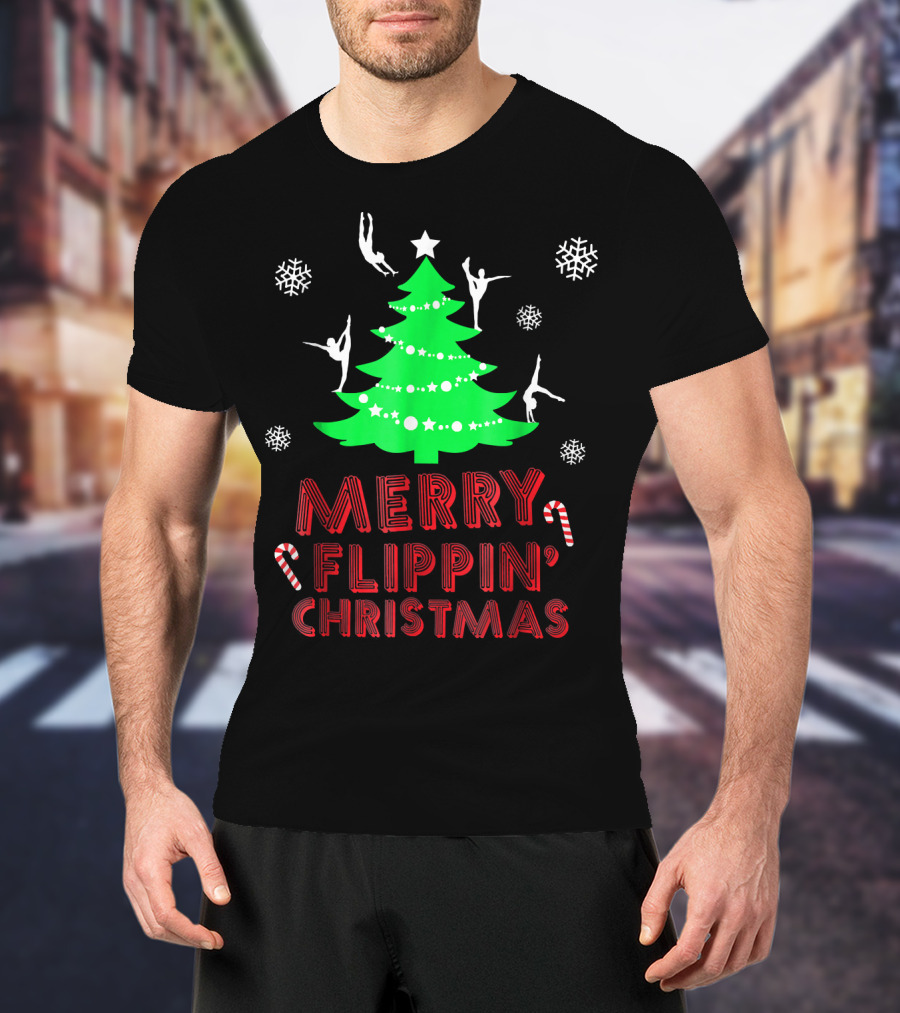 Merry Flippin' Christmas Cute Gymnastics Girls T-Shirt