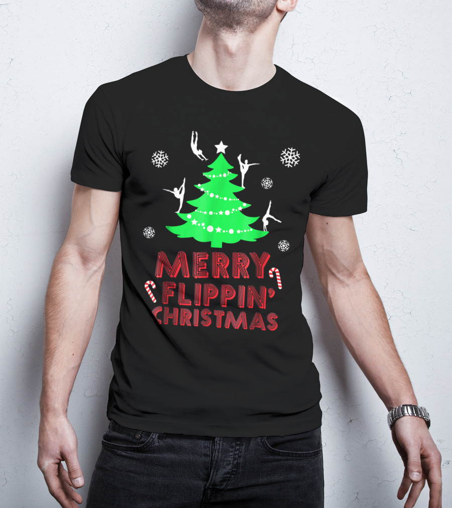 Merry Flippin' Christmas Cute Gymnastics Girls T-Shirt