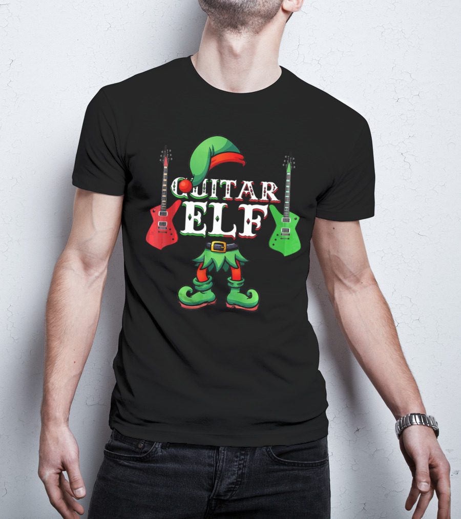 Guitar Elf Electric Guitar Christmas Team T-Shirt