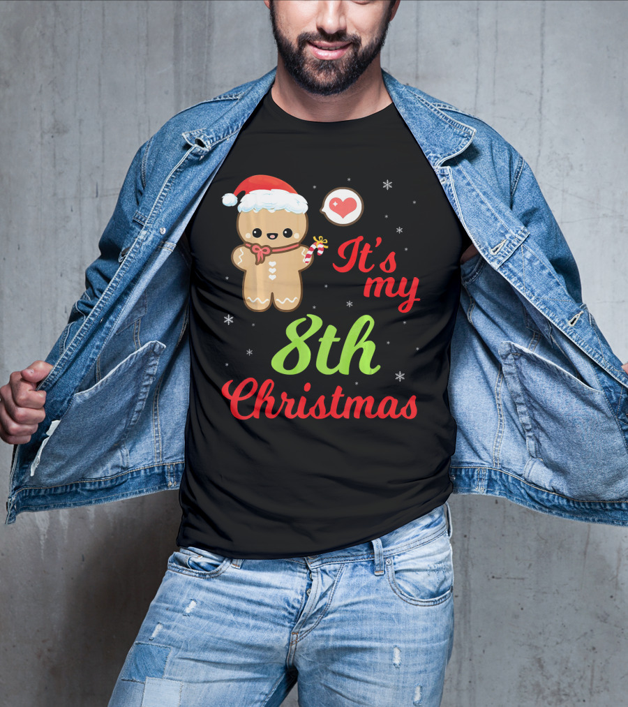 Gingerbread Noel Costume Heart Snow It's My 8th Christmas T-Shirt