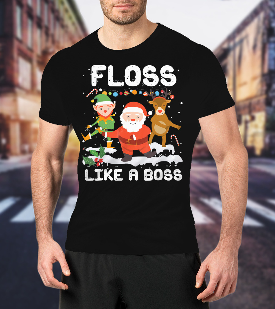 Floss Like A Boss Santa Reindeer Elf Christmas T-Shirt