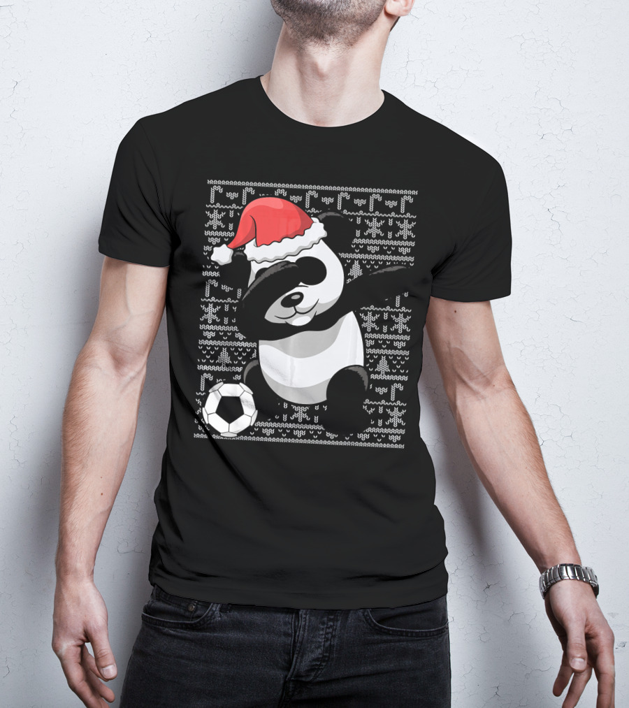 Christmas Dabbing Santa Panda Bear Soccer T-Shirt