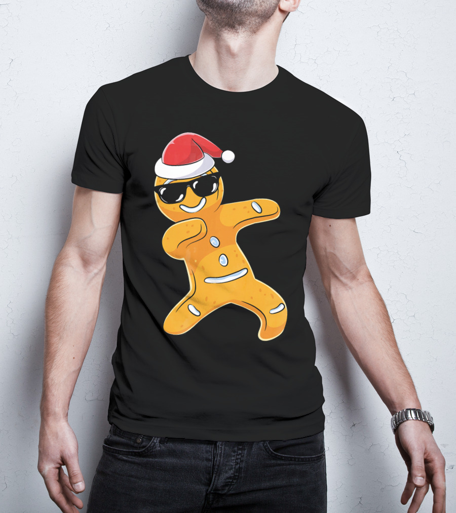 Christmas Dabbing Gingerbread Santa With Sunglasses T-Shirt