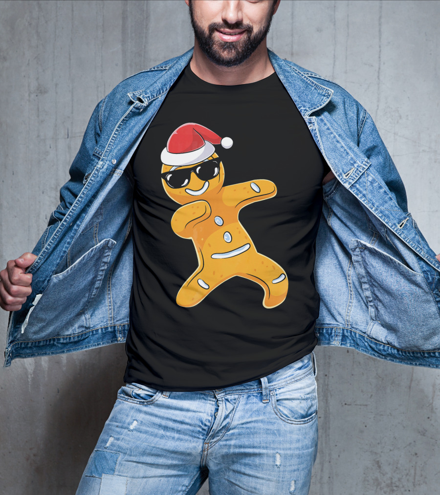 Christmas Dabbing Gingerbread Santa With Sunglasses T-Shirt
