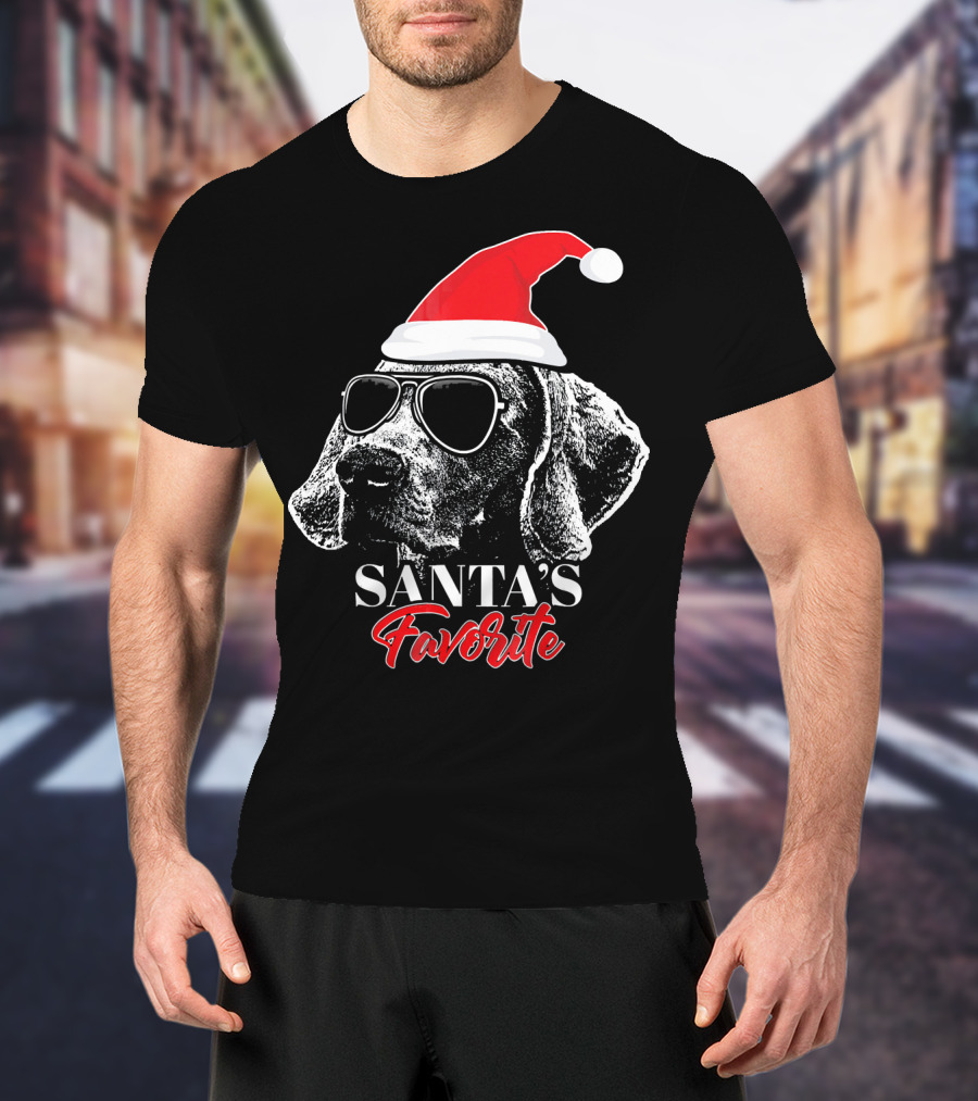 Santa's Favorite Weimaraner With Sunglasses T-Shirt