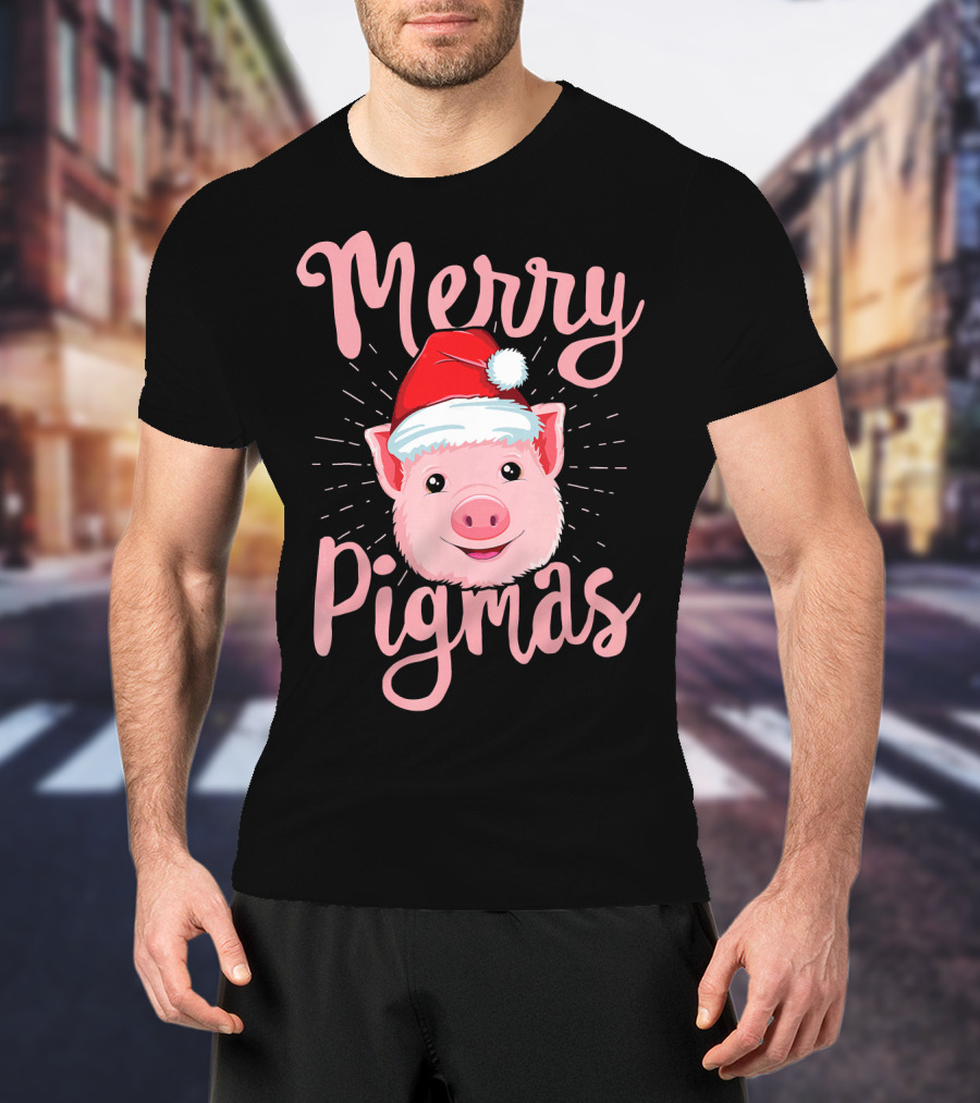 Merry Pigmas Pig Santa Hat T-Shirt