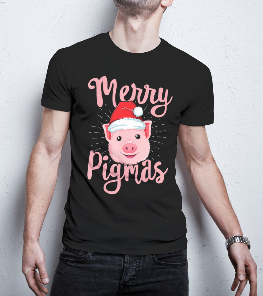 Merry Pigmas Pig Santa Hat T-Shirt