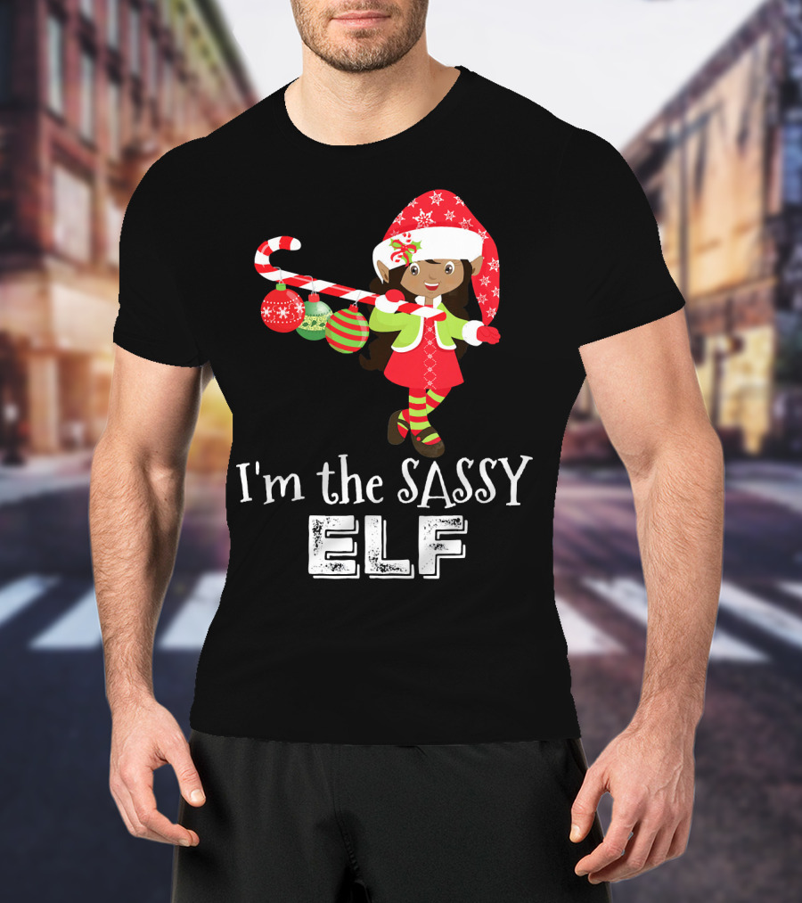 I'm The Sassy Elf African American Girls Christmas T-Shirt