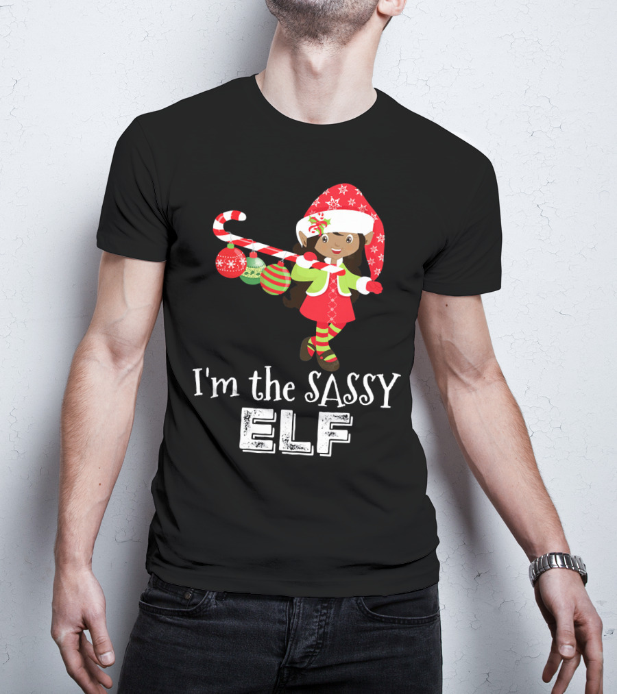 I'm The Sassy Elf African American Girls Christmas T-Shirt