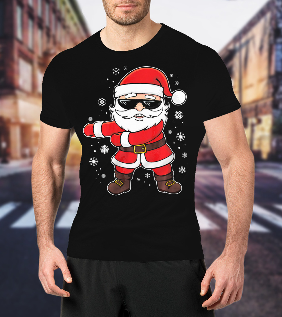 Santa Floss Dance With Snowflakes And Sunglasses T-Shirt