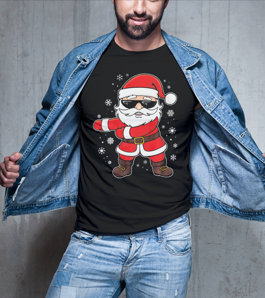 Santa Floss Dance With Snowflakes And Sunglasses T-Shirt