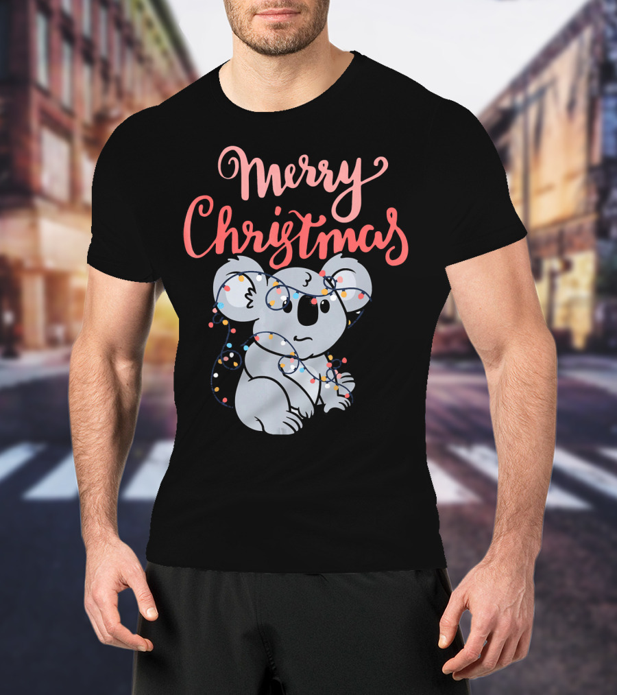 Merry Christmas Koala Bear With Holiday Lights T-Shirt