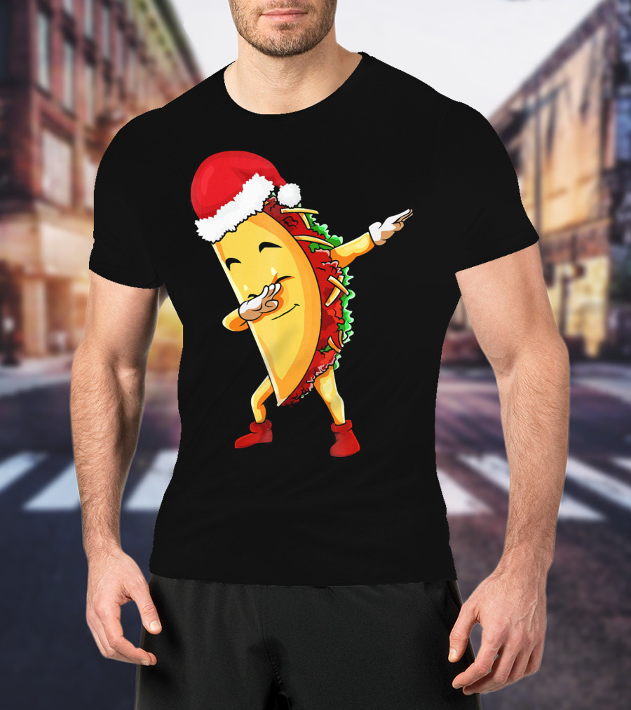 Dabbing Taco Santa Christmas Pajama Holiday Dance T-Shirt