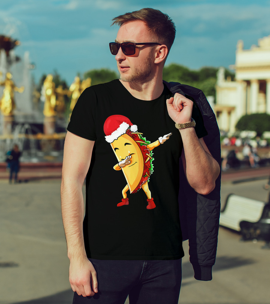 Dabbing Taco Santa Christmas Pajama Holiday Dance T-Shirt
