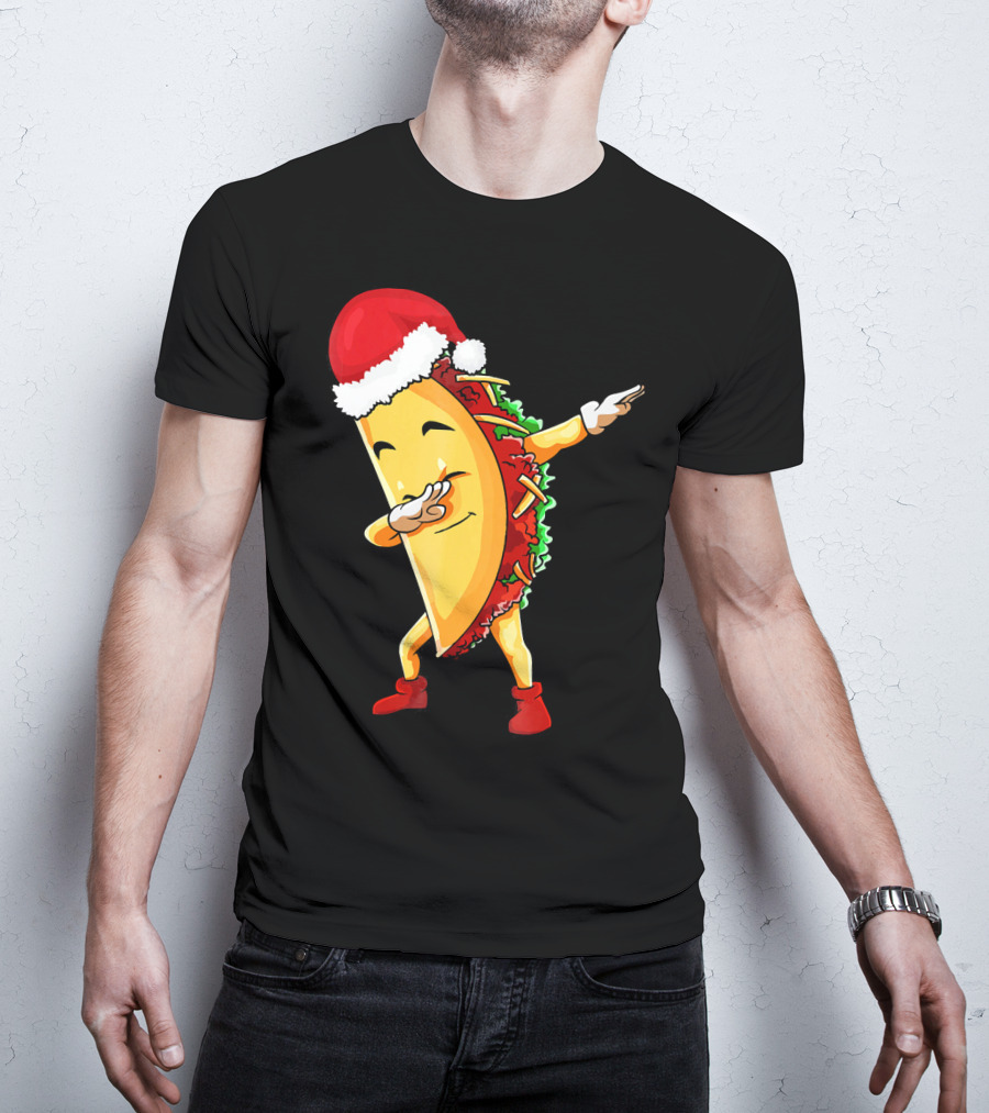 Dabbing Taco Santa Christmas Pajama Holiday Dance T-Shirt