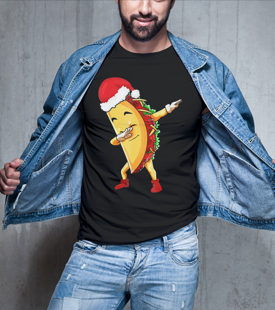 Dabbing Taco Santa Christmas Pajama Holiday Dance T-Shirt