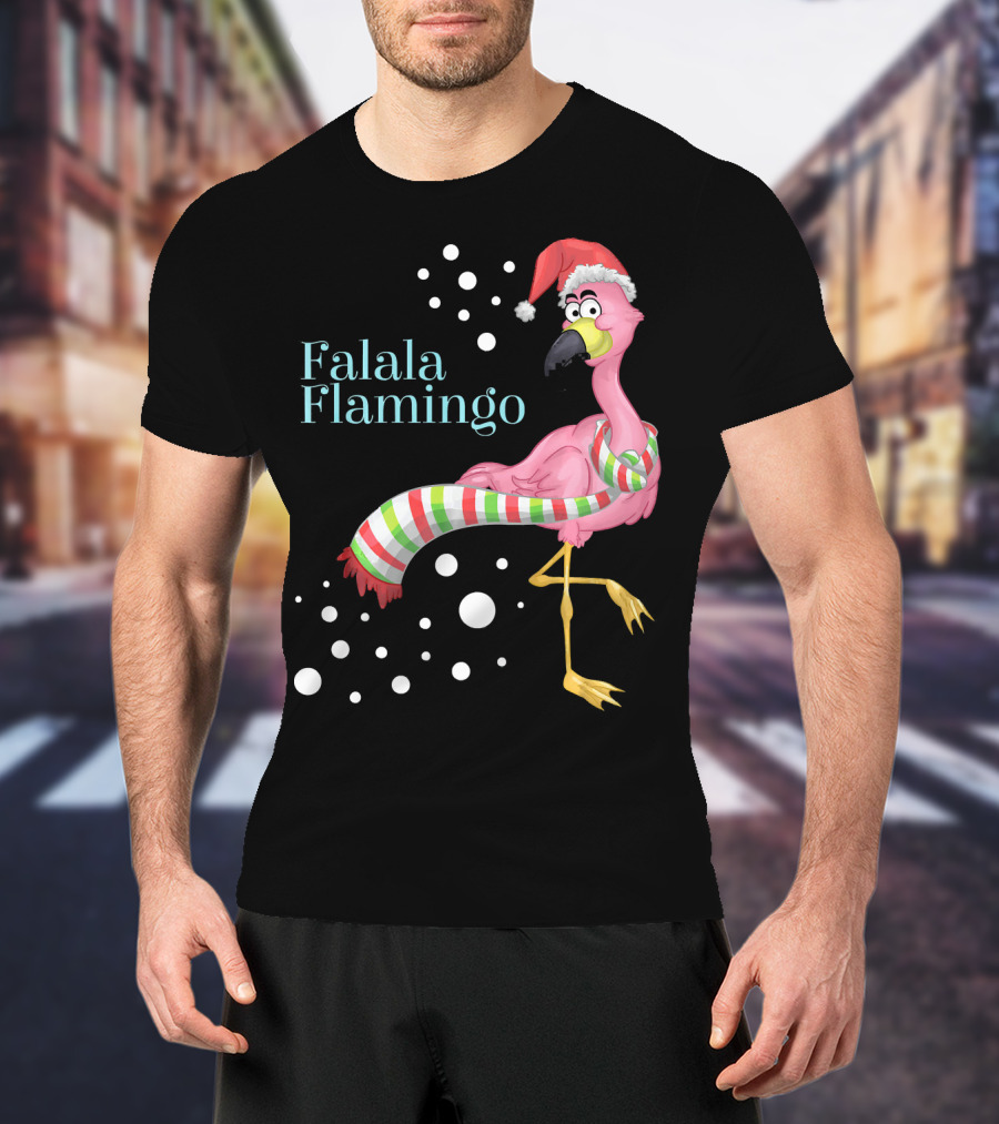 Falala Flamingo Santa Hat Christmas Holiday T-Shirt