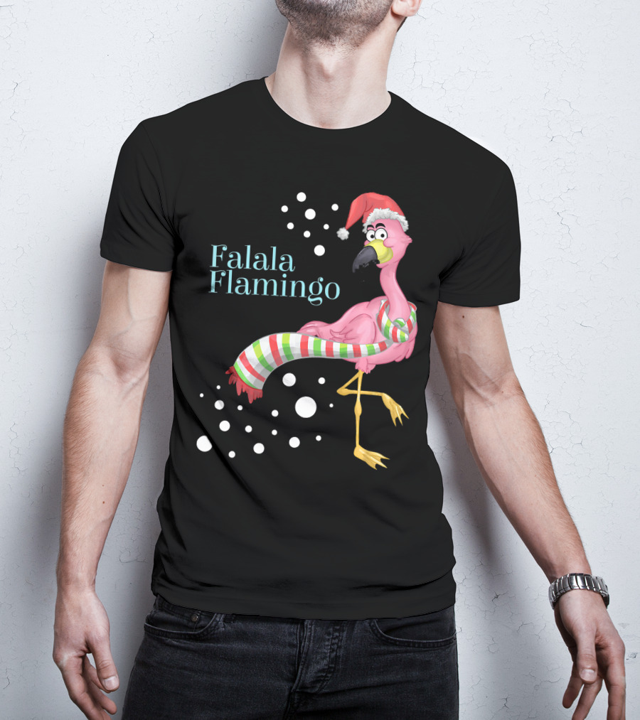 Falala Flamingo Santa Hat Christmas Holiday T-Shirt