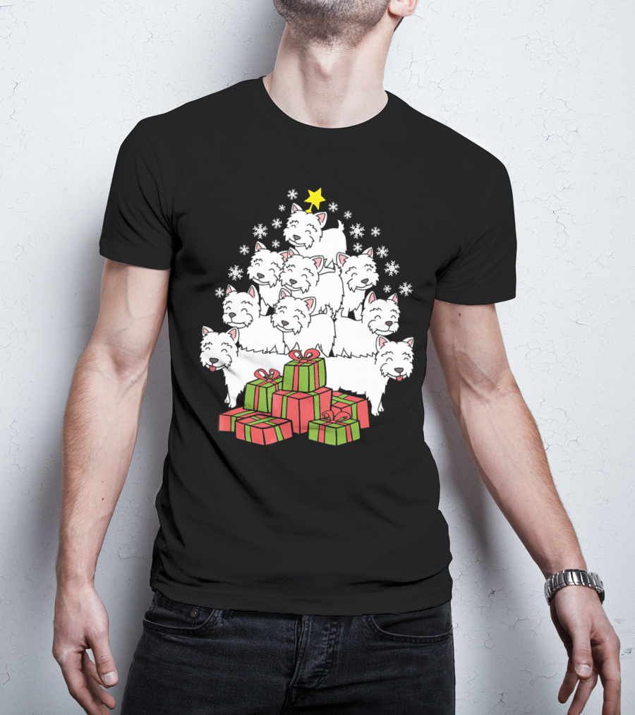 Westie Christmas Tree With Presents And Snowflakes T-Shirt