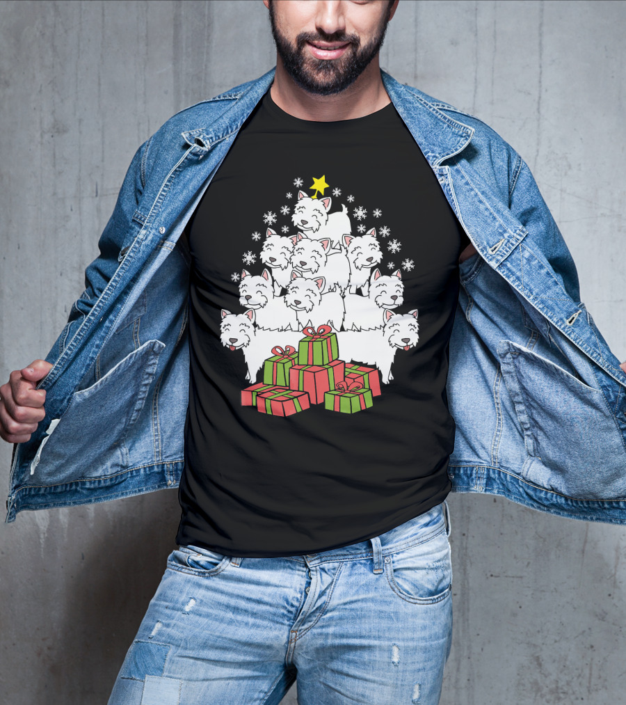 Westie Christmas Tree With Presents And Snowflakes T-Shirt