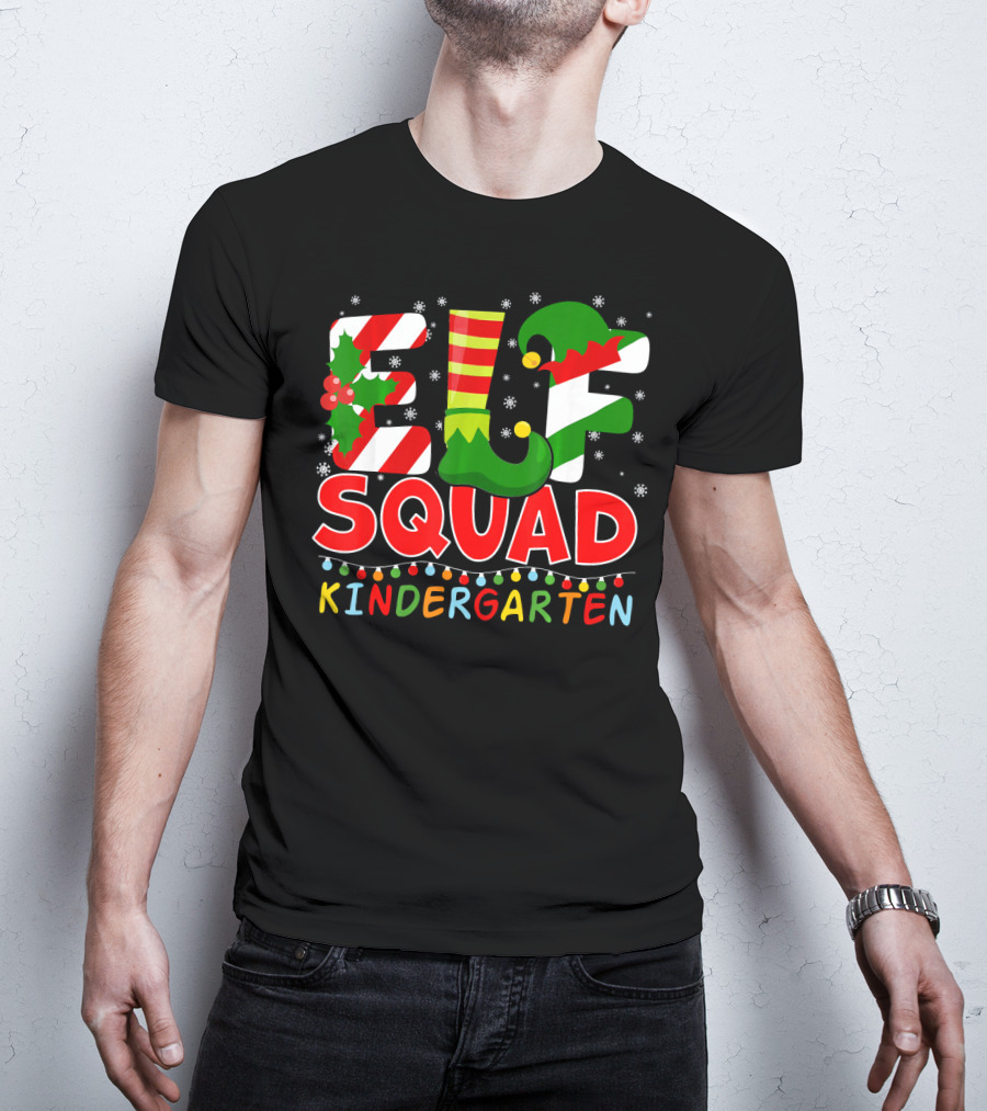 ELF Squad Funny Christmas Kindergarten Holiday Lights T-Shirt