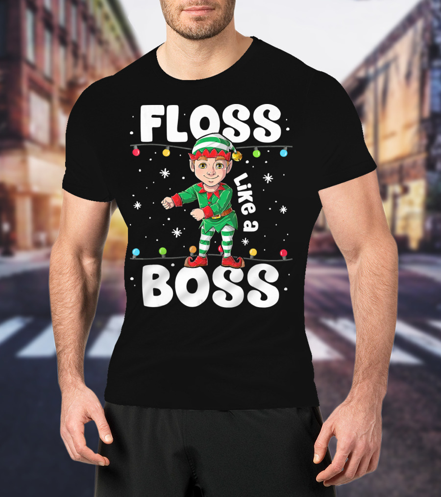 Floss Like A Boss Elf Dance Christmas Lights T-Shirt
