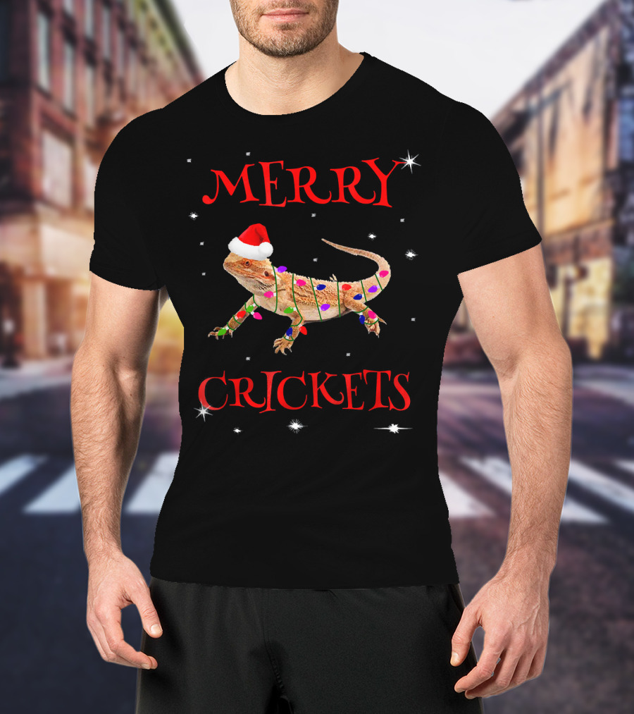Merry Crickets Funny Bearded Dragon Christmas Me T-Shirt