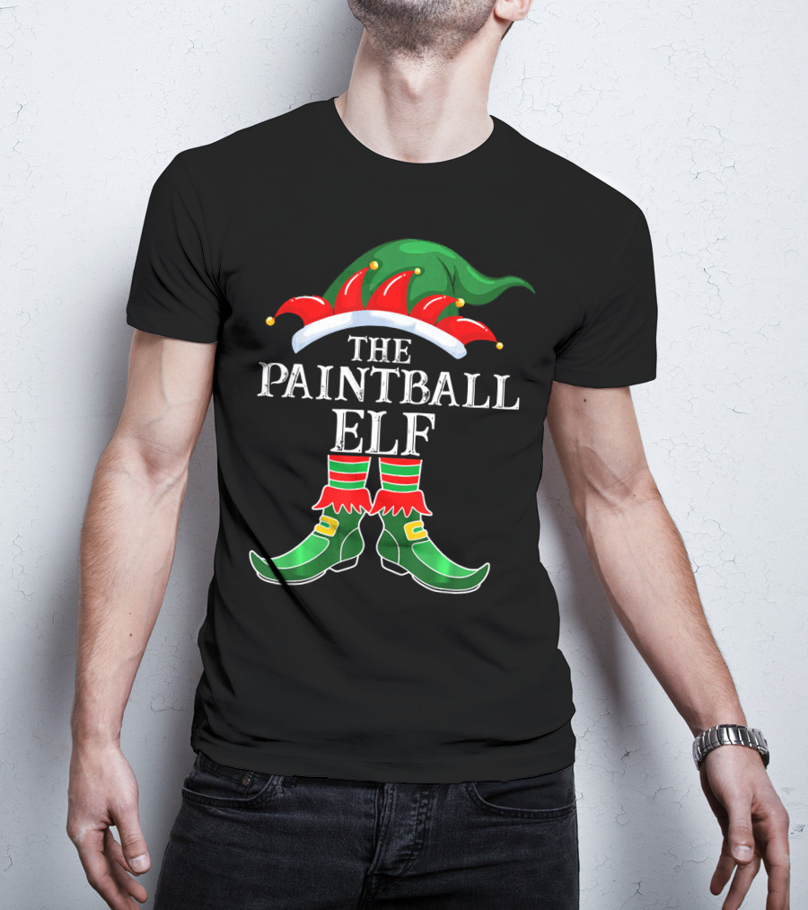 The Paintball Elf Christmas Hat Boots T-Shirt