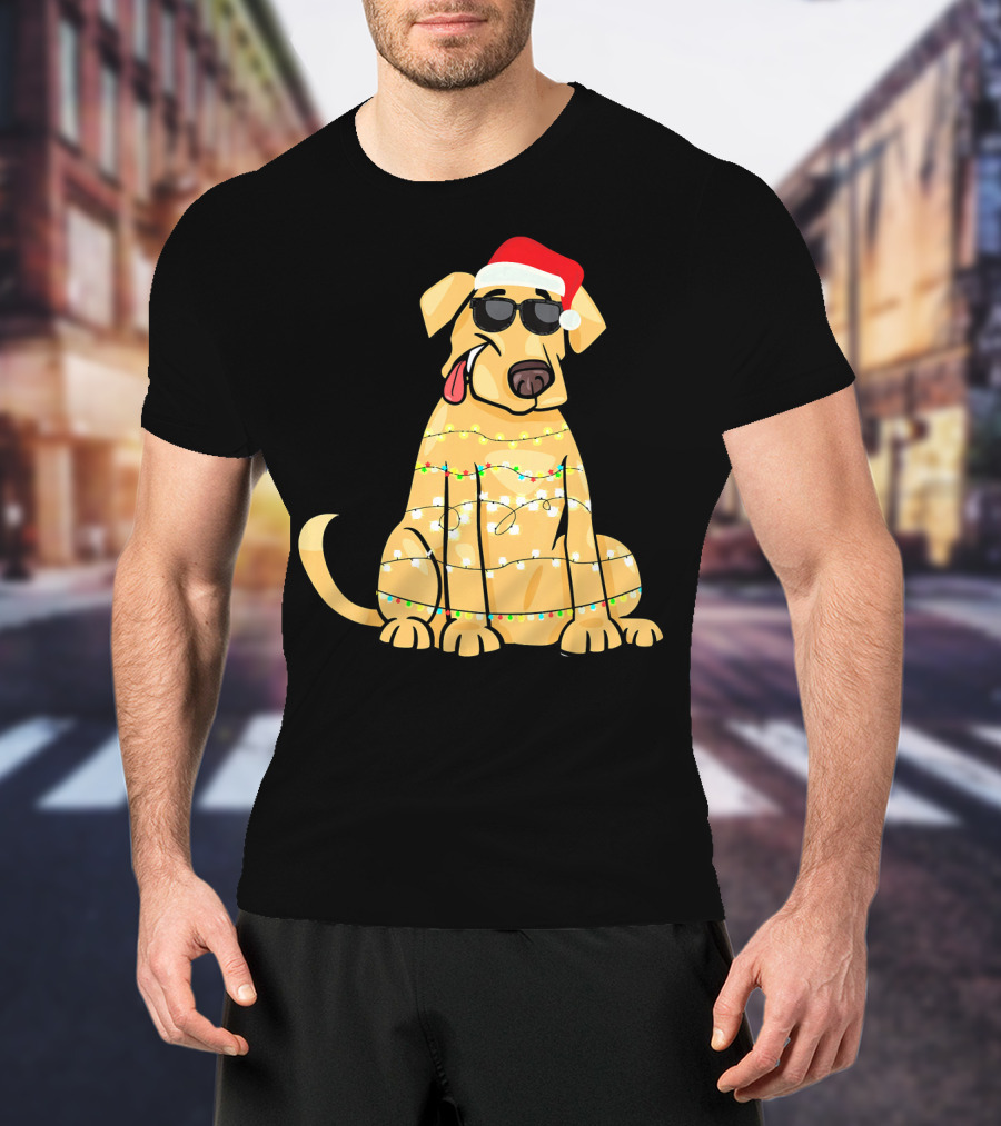 Labrador Santa Claus Christmas Lights Sunglasses T-Shirt
