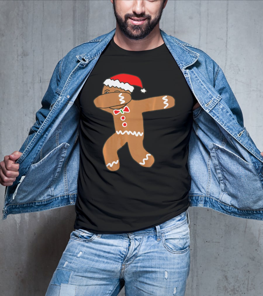 Dabbing Gingerbread Man In Santa Hat T-Shirt